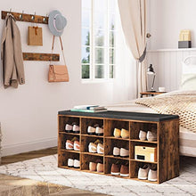 Load image into Gallery viewer, HOOBRO Shoe Storage Bench with Cushion, 39.4" Hall Tree, Coat Rack, Entryway Bench, 12 Cubbies, Holds up to 330 lb, Shoe Rack, Storage Cabinet for Bedroom, Hallway, Rustic Brown BF112HX01G1