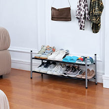 Load image into Gallery viewer, 2-Tier Expandable Shoe Rack, Stackable and Adjustable Shoes Organizer Storage Shelf, Sturdy and Durable Metal Structure Free Standing Shoe Rack for Closet Entryway Doorway