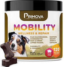 Load image into Gallery viewer, Primova Glucosamine for Dogs - Advanced Hip & Joint Support for Dogs with Chondroitin, Turmeric, MSM, Manganese and Astaxanthin - Dog Joint Supplement Soft Chews for Arthritis Pain Relief