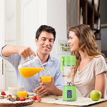 Load image into Gallery viewer, Portable blender Personal 6 Blades Juicer Cup Household Fruit Mixer, With Magnetic Secure Switch, USB Charger Cable 380ML(Green)