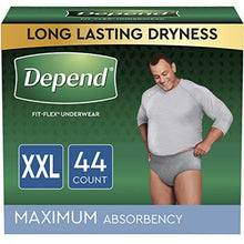 Load image into Gallery viewer, Depend Fit-Flex Adult Incontinence Underwear for Men, Disposable, Maximum Absorbency, XX-Large, Grey, 44 Count (2 Packs of 22) (Packaging May Vary)