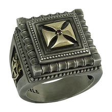 Load image into Gallery viewer, Knight Templar Masonic Cross Handmade Men Signet Ring Sterling Silver 925 Solid Yellow Gold 14K KTR 018SYG14K (12)
