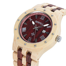 Load image into Gallery viewer, Bewell W109A Natural Wood Watches for Men Quartz Date Lumious Pointers (Maple and Red Sandalwood)