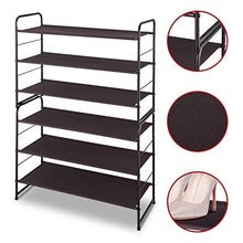 Load image into Gallery viewer, Simple Trending 3-Tier Stackable Shoe Rack, Expandable & Adjustable Fabric Shoe Shelf Storage Organizer, Bronze