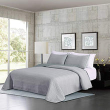 Load image into Gallery viewer, LINT HINT Cotton Rich Heathered Jersey Machine Quilted 3PC Oversized All-Season Quilt Set/Coverlet Set/Bedcover Set/Bedspread Set. Full/Queen:92”x96”/20x26” (Grey,Full/Queen)
