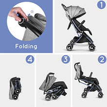 Load image into Gallery viewer, besrey Baby Stroller Lightweight Easy Fold Compact Travel Stroller for Airplane Kids pram with Reclining Seat for Baby Sleep - Gray