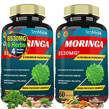 Load image into Gallery viewer, 2 Packs Moringa Capsules equivalent to 8530mg, 4 Months Supply & Turmeric, Ashwagandha, Ginger, Licorice, Pepper|Immune Support, Energy Booster|Multi Vitamin Oleifera Leaf|Anti-Inflammatory Supplement