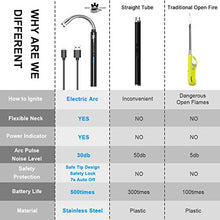 Load image into Gallery viewer, WestRiver Candle Lighter, USB Rechargeable Electric Arc Lighter with Safety Lock & Power Indicator, Portable Flameless Windproof Plasma Lighters with Long Flexible Neck & Aluminum Case (Elegant Black)