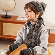 Load image into Gallery viewer, accsa Kid Boy Beanie Camo Reflective Knit Hat Gloves Scarf Set Grey Age 1-3