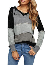 Load image into Gallery viewer, FEKOAFE Women's Cute Solid Color V-Neck Long Sleeve Pullover Drawstring Hoodies Pullover Sweatshirts Black S