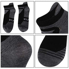 Load image into Gallery viewer, 90% Merino Wool Socks Men and Women, RTZAT No Show Low Cut 3 Pairs Cushioned Athletic Moisture Wicking Running Ankle Sock,Black&Dark Gray, Medium
