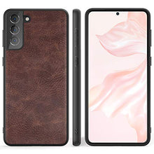 Load image into Gallery viewer, Salawat Galaxy S21 Case, Slim PU Leather Vintage Shockproof Phone Case Cover Lightweight Soft TPU Bumper Hard PC Hybrid Protective Case for Samsung Galaxy S21 6.2inch 2021 (Dark Brown)