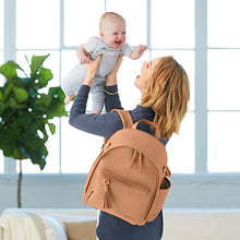 Load image into Gallery viewer, Skip Hop Diaper Bag Backpack: Greenwich Multi-Function Baby Travel Bag with Changing Pad and Stroller Straps, Vegan Leather, Caramel