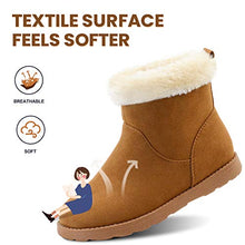 Load image into Gallery viewer, LseLom Girls Boots Kids Soft Plush Lining Fur Collar Warm Ankle Snow Boots with Zipper Winter Flat Bootie Indoor Outdoor Shoes for Toddler Girls 9 US Brown