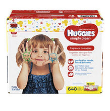 Load image into Gallery viewer, HUGGIES Simply Clean Fragrance-Free Baby Wipes, Pack of 9 Soft Packs, 648 Total Wipes