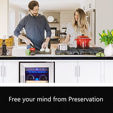 Load image into Gallery viewer, Kalamera Mini Fridge 18 Bottle - 12 inch Wine Cooler Refrigerator, Built-in or Freestanding, with Stainless Steel & Double-Layer Tempered Glass Door, and Temperature Memory Function Wine Fridge