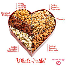 Load image into Gallery viewer, Gift Basket Holiday Gourmet Nuts, Love in A Box Heart Shaped Romantic Arrangement (6 Assortments, 2 LB) Xmas Food Bouquet Platter, Birthday Care Package, Healthy Kosher Snack Tray - Families