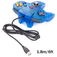 Load image into Gallery viewer, Classic N64 Controller, SAFFUN N64 Wired USB PC Game pad Joystick, N64 Bit USB Wired Game Stick Joy pad Controller for Windows PC MAC Linux Raspberry Pi 3 Sega Genesis (Clear Blue)