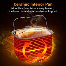 Load image into Gallery viewer, KBS Large 17-in-1 Bread Machine, 2LB All Stainless Steel Bread Maker with Auto Fruit Nut Dispenser, Nonstick Ceramic Pan, Full Touch Panel Tempered Glass, Reserve& Keep Warm Set, Oven Mitt and Recipes