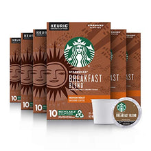 Load image into Gallery viewer, Starbucks Medium Roast K-Cup Coffee Pods — Breakfast Blend for Keurig Brewers — 6 boxes (60 pods total),10 Count (Pack of 6)
