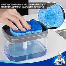 Load image into Gallery viewer, MR.SIGA Dish Soap Dispenser for Kitchen, 2 in 1 Premium Soap Dispenser and Sponge Holder, Dishwashing Soap Pump Dispenser for Kitchen Countertop, Grey