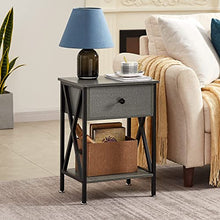 Load image into Gallery viewer, VECELO Nightstands, Grey End Side Table Modern Night Stand Set of 2 with Drawer &Storage Shelf for Bedroom Living Room Office Lounge, 2, Hpry