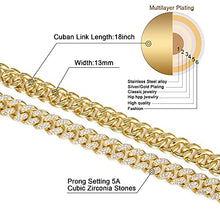 Load image into Gallery viewer, FEEL STYLE Mens Cuban Link Chain Gold Silver Plated Bling Miami Cuban Necklace Diamond Chain for Men13MM Iced Out Hip Hop Jewelry