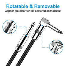 Load image into Gallery viewer, Guitar Cable 10ft New bee Electric Instrument Cable Bass AMP Cord for Electric Guitar, Bass Guitar, Electric Mandolin, Pro Audio (Right Angle to Straight, Black)