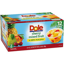 Load image into Gallery viewer, Dole Fruit Bowls Cherry Mixed Fruit in 100% Juice, Gluten Free Healthy Snack, 4 Oz, 12 Total Cups