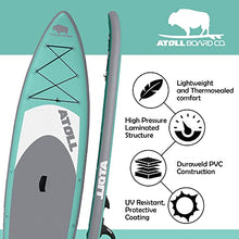 Load image into Gallery viewer, Atoll 11' Foot Inflatable Stand Up Paddle Board (6 Inches Thick, 32 inches Wide) ISUP, Bravo Hand Pump and 3 Piece Paddle, Travel Backpack and Accessories New Leash Included (Aqua Marine)