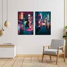 Load image into Gallery viewer, Japan Art Poster Set of 2 - Japanese Print Artwork on Canvas Roll - Tokyo Anime Wall Art Picture Gift - Preppy Night City Wall Decor Poster for Room Aesthetic Bedroom Kitchen Living UNFRAMED 11x14