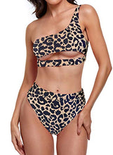 Load image into Gallery viewer, Byoauo Women One Shoulder Cutout Bikini and Swim Skirt