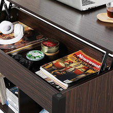 Load image into Gallery viewer, YAHEETECH Lift Top Coffee Table with Hidden Storage Compartment & Shelf, Lift Tabletop Dining Table for Living Room, 19.2-24.6in H