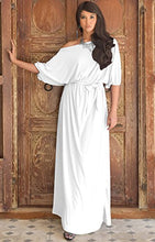 Load image into Gallery viewer, KOH KOH Womens Long Sexy One Off Shoulder Flowy Casual 3/4 Short Sleeve Cocktail Wedding Party Guest Maternity Gown Gowns Maxi Dress Dresses, Ivory White M 8-10