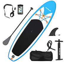 Load image into Gallery viewer, Rumlad Inflatable Stand Up Paddle Board 4 Inches Thick with One-Way Sup Dedicated Pump&Backpack,Adjustable Special Pulp,Simple Foot Rope,Waterproof Cell Phone Bag,Youth & Adult,Blue
