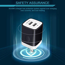 Load image into Gallery viewer, Travel USB Wall Charger, AILKIN 2.4A/2Pack Dual Foldable USB Plug, Dual Port Small Charger Cube USB Box Charger Base Power Outlet Block for Smart Cell Phone XR XS XS MAX Fast Charging Box-Black