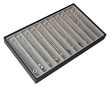 Load image into Gallery viewer, JackCubeDesign Stackable Synthetic Leather Jewelry Tray Earring Necklace Bracelet Ring Organizer Display Storage Box(Set of 4, Black, 16 x 9.6 x 1.6 inches for 1 Unit)- :MK212-1ABCD