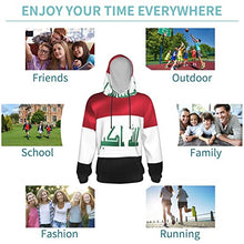 Load image into Gallery viewer, of a Iraq Flag Print Hoodies Kids 3D Print Sweatshirts Long Sleeve Pullover Hoodies with Pocket for Teen Boys and Girls Black