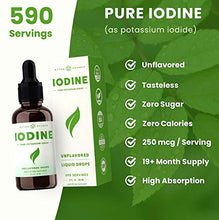Load image into Gallery viewer, Iodine Drops (1-2 Year Supply) Vegan Liquid Iodine Supplement Solution - Supports Thyroid Health, Hormones & Weight - Tasteless, Higher Absorption Than Tablets - Iodine Tincture 590 Servings
