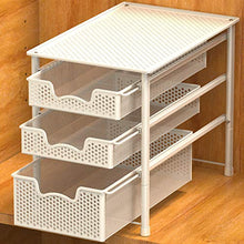 Load image into Gallery viewer, Simple Houseware Stackable 3 Tier Sliding Basket Organizer Drawer, White