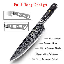 Load image into Gallery viewer, 8 inch Chef's Knife - SMTENG High Carbon German Steel Kitchen Knife - Full Tang Design Ergonomic Handle - Professional Cooking Carving Knives