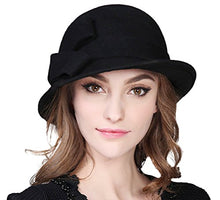 Load image into Gallery viewer, Bellady Women's Elegant Flower Wool Cloche Bucket Bowler Hat,Style2_gray,One Size
