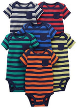 Load image into Gallery viewer, Simple Joys by Carter's Baby Boys' 6-Pack Short-Sleeve Bodysuit, Stripes, Preemie
