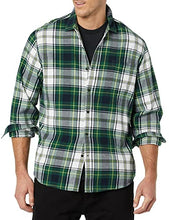 Load image into Gallery viewer, Amazon Essentials Men's Regular-Fit Long-Sleeve Flannel Shirt, Green/Ivory, Plaid, X-Small