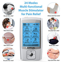 Load image into Gallery viewer, NURSAL 24 Modes TENS Unit Muscle Stimulator with Continuous Stimulation, Rechargeable Electronic Pulse Massager with 8 Pads for Back and Shoulder Pain Relief and Muscle Strength
