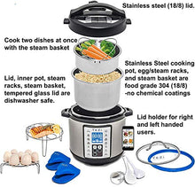 Load image into Gallery viewer, Yedi 9-in-1 Total Package Instant Programmable Pressure Cooker, 6 Quart, Deluxe Accessory kit, Recipes, Pressure Cook, Slow Cook, Rice Cooker, Yogurt Maker, Egg Cook, Sauté, Steamer, Stainless Steel