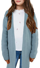 Load image into Gallery viewer, Girls Long Knit Cardigan Sweater Open Front Long Sleeve Fall Spring Outwear
