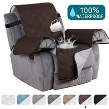 Load image into Gallery viewer, Turquoize Waterproof Furniture Protectors for Recliners Covers Non-Slip Furniture Cover for Chair Cover, Brown Quilted Sofa Cover Stay in Place Stapless Small Recliner Protector (Recliner: Brown)