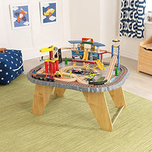 Load image into Gallery viewer, KidKraft Transportation Station Wooden Train Set and Table with Airport, Helicopter, 58 Pieces Included, Gift for Ages 3+