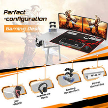 Load image into Gallery viewer, DESIGNA 55'' Gaming Desk, K-Shape Computer Desk with Free Mouse pad, Cup Holder& Headphone Hook & Controller Stand, Gamer Workstation for Home Office, White